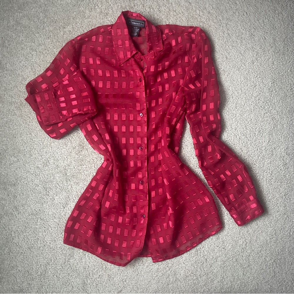Red Y2K Button-up Blouse Top ❤️